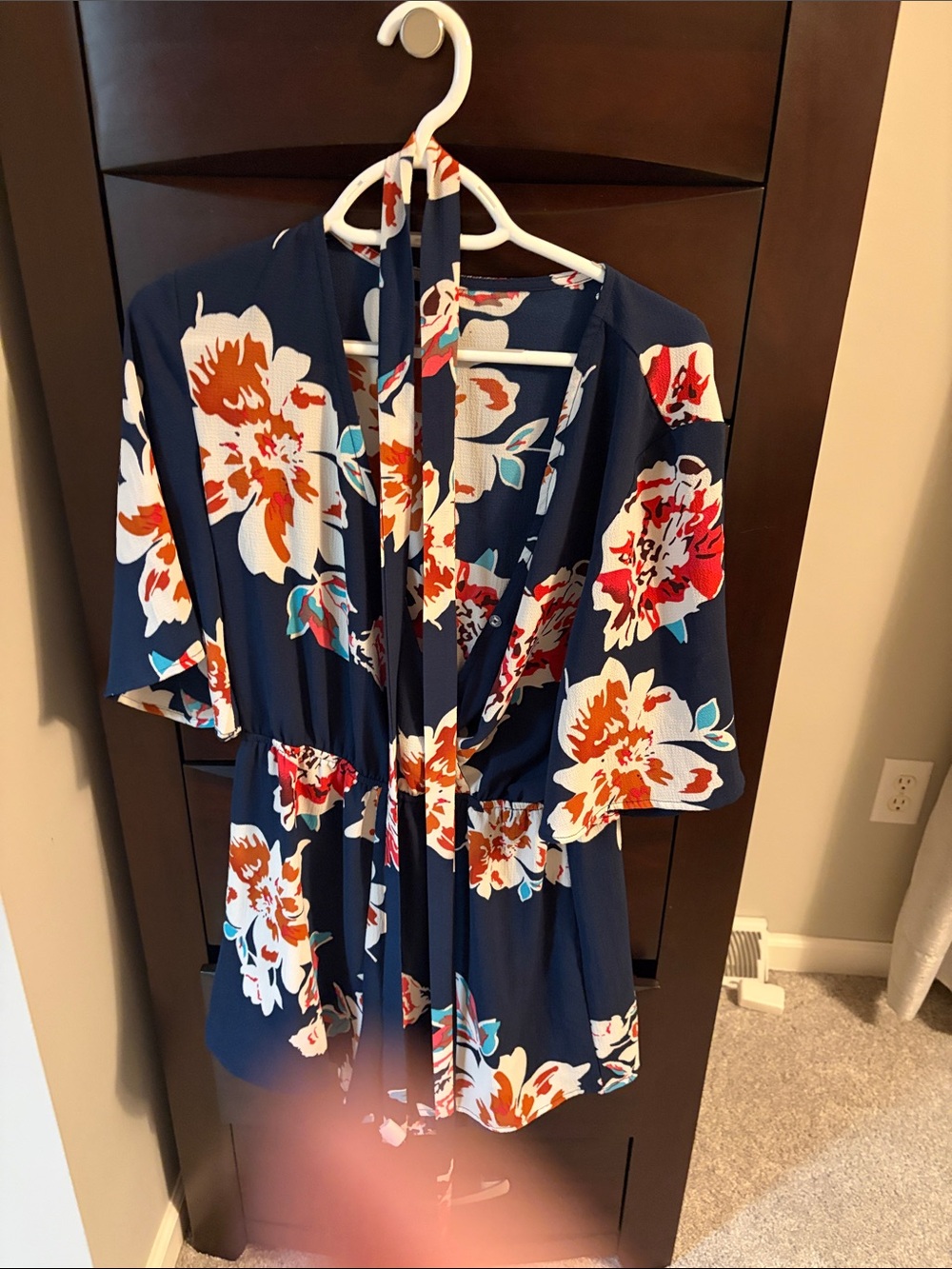 Navy Floral Tie-Waist Romper